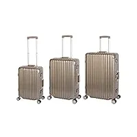 travelhouse london t1169 valise rigide à roulettes avec cadre en aluminium différentes tailles et couleurs, or, koffer-set (s+m+l)
