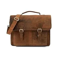 leabags sac à bandoulière pour hommes et femmes | sac ordinateur portable en cuir véritable 15 pouces | sac avec sangle d'épaule | sac messager | sac de travail | sac d'enseignant | fox