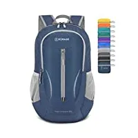 zomake sac a dos pliable ultra léger - sac à dos pliable de randonnée petit packable daypack 25l pour femme homme sports et plein air(bleu marine)