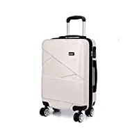 kono valise cabine 55cm, bagage de voyage à main rigide en abs valise trolley ultra léger avec 4 roulettes (beige)