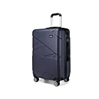 kono valise cabine 55cm, bagage de voyage à main rigide en abs valise trolley ultra léger avec 4 roulettes (marine)