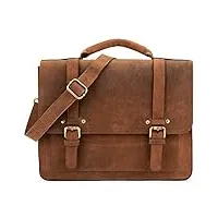 leabags sac à bandoulière pour hommes et femmes | sac ordinateur portable en cuir véritable 14 pouces | sac avec sangle d'Épaule | sac messager | sac de travail | sac d'enseignant | fox