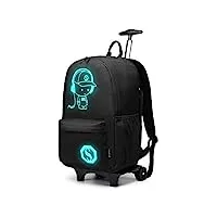 kono sac à dos pour ordinateur portable lumineux fonctionnel roulettes voyage