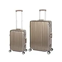 travelhouse london t1169 valise rigide à roulettes avec cadre en aluminium différentes tailles et couleurs, or, koffer-set (s+l)