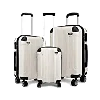 kono ensemble de valises de 3 pièces, valise en abs léger, valise 4 roulettes de voyage 20" 24" 28 "