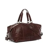 sid & vain sac de voyage cuir véritable logan fourre-tout besace week-end 48 cm grand sac sport bagages cabine à main marron