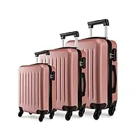 kono ensemble de bagages de 3 pcs valise trolley en abs rigide avec 4 roulettes 19" 24" 28" (nu)