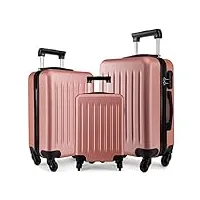 kono sets de bagages 3 pcs valise trolley en abs rigide avec 4 roulettes cabine à main + 66 cm + 75 cm (sets de bagages,nu)