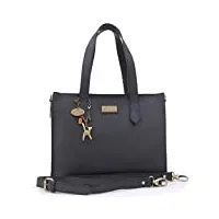catwalk collection handbags - cuir saffiano résistant à l'eau - sac porté épaule avec bandoulière réglable et détachable/tote/cabas/sac à main - femme - katharina - noir