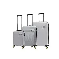 national geographic ensemble bagages de voyage aerodrome 3 pièces ensemble de valise de voyage/trolleyset - argent