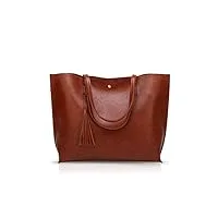 nicole&doris femme sac cabas grand sac à main sac fourre-tout en cuir pu sac à bandoulière mode sac à main marron