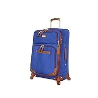 steve madden collection de bagages de designer – sac souple extensible de 61 cm – valise à carreaux légère et durable de taille moyenne avec 4 roulettes pivotantes, bleu, 60,9 cm, bagages à roulettes