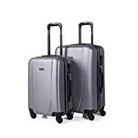 itaca - valises. lot de valise rigides 4 roulettes - valise grande taille, valise soute avion, bagages pour voyages.ensemble valise voyage. verrouillage à combinaison 71115, argenté