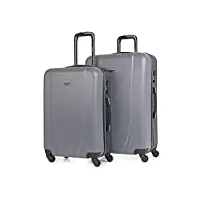 itaca - valises. lot de valise rigides 4 roulettes - valise grande taille, valise soute avion, bagages pour voyages.ensemble valise voyage. verrouillage à combinaison 71116, argenté