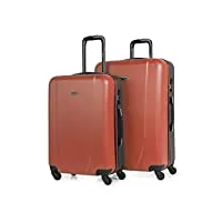 itaca - valises. lot de valise rigides 4 roulettes - valise grande taille, valise soute avion, bagages pour voyages.ensemble valise voyage. verrouillage à combinaison 71116, corail-anthracite