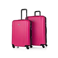 itaca - valises. lot de valise rigides 4 roulettes - valise grande taille, valise soute avion, bagages pour voyages.ensemble valise voyage. verrouillage à combinaison 71116, fuchsia/anthracite
