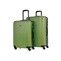 itaca - valises. lot de valise rigides 4 roulettes - valise grande taille, valise soute avion, bagages pour voyages.ensemble valise voyage. verrouillage à combinaison 71116, pistache-anthracite