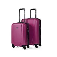 itaca - valises. lot de valise rigides 4 roulettes - valise grande taille, valise soute avion, bagages pour voyages.ensemble valise voyage. verrouillage à combinaison 71115, fuchsia/anthracite