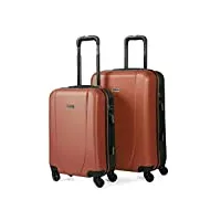 itaca - valises. lot de valise rigides 4 roulettes - valise grande taille, valise soute avion, bagages pour voyages.ensemble valise voyage. verrouillage à combinaison 71115, corail-anthracite