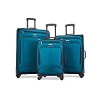 american tourister pop max sp21/25/29 lot de 3 valises souples avec roulettes pivotantes multidirectionnelles, bleu-vert, 3-piece set (21/25/29), pop max valise souple avec moulinets rotatifs