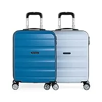 itaca - bagage cabine 55x35x25 et valise cabine 55x35x25, pratiques pour voyages - valise, valise cabine, valise grande taille t71650p, bleu/blanc
