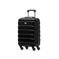 flight knight abs valise cabine compatible avec air france, hop! easyjet, ryanair et bien d'autres! bagage a main legere sac cabine avec 4 roues - 55x35x20cm noir