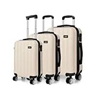 kono set de 3 valises de voyage léger et durable bagages avec serrure à combinaison