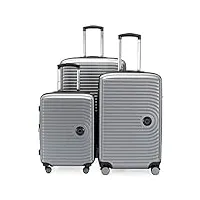 hauptstadtkoffer mitte - lot de 3 valises - valise bagage à main 55 cm, valise moyenne 68 cm + grande valise de voyage 77 cm, coque rigide abs, tsa, argent mat