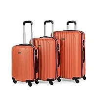 itaca - valises. lot de valise rigides 4 roulettes - valise grande taille, valise soute avion, bagages pour voyages.ensemble valise voyage. verrouillage à combinaison t71500, mandarine