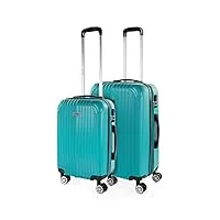 itaca - valises. lot de valise rigides 4 roulettes - valise grande taille, valise soute avion, bagages pour voyages.ensemble valise voyage. verrouillage à combinaison t71515, vert menthe