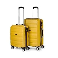 itaca - valises. lot de valise rigides 4 roulettes - valise grande taille, valise soute avion, bagages pour voyages.ensemble valise voyage. verrouillage à combinaison t71615, moutarde