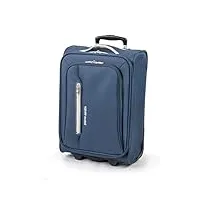 pierre cardin valise cion souple avec roues résistantes | valise télescopique avec sangles de rangement cl610m bleu marine et gris. carry on
