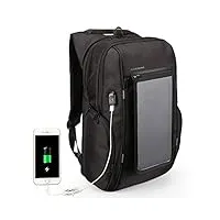 leeec sac à dos solaire 15.6/17 pouces avec amovible double usb rapide charge panneau solaire ordinateur portable sac à dos voyage sac à dos business bag,17inch