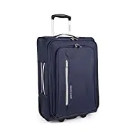 pierre cardin valise cion souple avec roues résistantes | valise télescopique avec sangles de rangement cl610m bleu marine et gris. petit