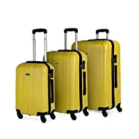 itaca - valises. lot de valise rigides 4 roulettes - valise grande taille, valise soute avion, bagages pour voyages.ensemble valise voyage. verrouillage à combinaison 771100, jaune