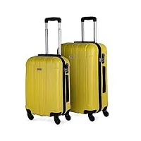 itaca - valises. lot de valise rigides 4 roulettes - valise grande taille, valise soute avion, bagages pour voyages.ensemble valise voyage. verrouillage à combinaison 771115, jaune