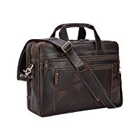 tiding mallette en cuir pour homme - 43,2 cm - sac d'ordinateur - sac de voyage d'affaires, marron foncé, fits 17 inch laptop, 2 ans