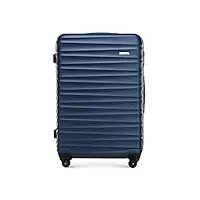 wittchen valise de voyage bagage à main valise cabine valise rigide en abs avec 4 roulettes pivotantes serrure à combinaison poignée télescopique groove line taille l bleu foncé