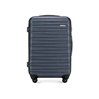 wittchen valise de voyage bagage à main valise cabine valise rigide en abs avec 4 roulettes pivotantes serrure à combinaison poignée télescopique groove line taille m bleu foncé