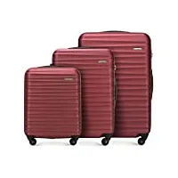 wittchen valise de voyage bagage à main valise cabine valise rigide en abs avec 4 roulettes pivotantes serrure à combinaison poignée télescopique groove line set de 3 valises bourgogne