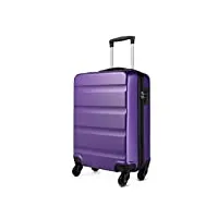 kono valise cabine taille 55cm abs bagage de voyage légère et résistante main valise rigide à 4 roulettes, violet