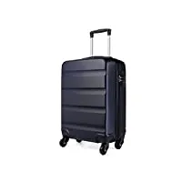 kono valise cabine 55cm rigide bagage de main abs légère et résistante valise de voyage trolley à 4 roulettes, navy bleu