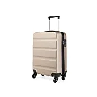 kono valise cabine 55cm rigide bagage de main abs légère et résistante valise de voyage trolley à 4 roulettes, or