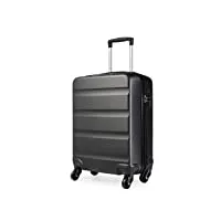 kono valise cabine taille 55cm abs bagage de voyage légère et résistante main valise rigide à 4 roulettes, gris