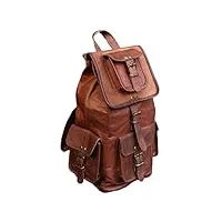 alaska exports sac à dos en cuir véritable fait à la main pour ordinateur portable marron foncé, marron (marron) - 1