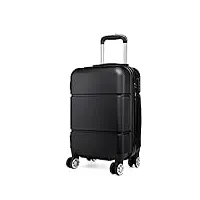 kono valise cabine rigide bagages à main à roulettes légere abs 55x38x22 cm valises 33l trolley de voyage, noir