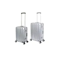 travelhouse london t1169 valise rigide à roulettes avec cadre en aluminium différentes tailles et couleurs, argenté, koffer-set (s+m)