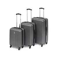 brubaker - valise de voyage - set de 3 trolleys m/l/xl - coque rigide en abs - robuste & ultra légère - roulettes pivotantes 360° - 55/67 / 78 cm - gris