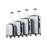 monzana® set de 4 valises rigides argent s/m/l/xl 4 roues 360° poignée télescopique cadenas malle vacances valise roulettes