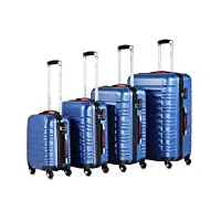 monzana® set de 4 valises rigides bleu s/m/l/xl 4 roues 360° poignée télescopique cadenas malle vacances valise roulettes